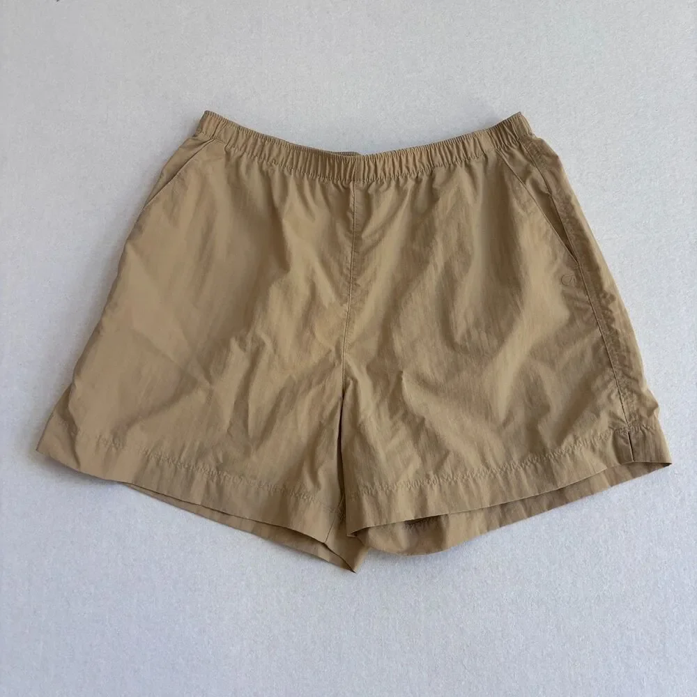 Gap Fit Nylon Pull On Short Women's MP Camel Tan Pockets Walk Camp Hike Comfort